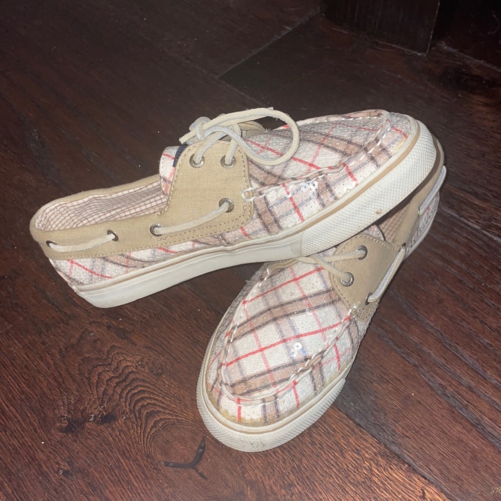 Sperry Topsider sequin Conway 8.5 plaid